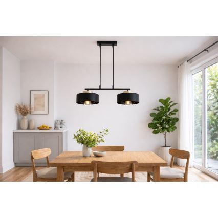 Brilagi - Полилей на кабел SPRING 2xE27/60W/230V черен/златен