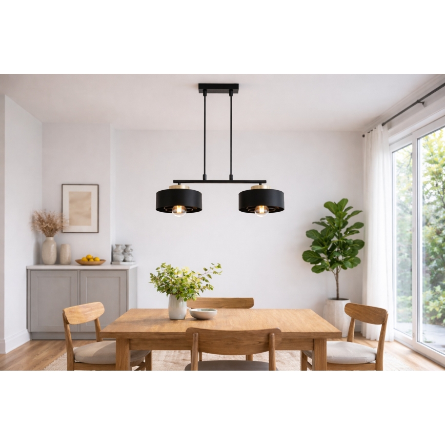 Brilagi - Полилей на кабел SPRING 2xE27/60W/230V черен/златен