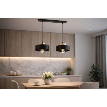 Brilagi - Полилей на кабел SPRING 2xE27/60W/230V черен/златист