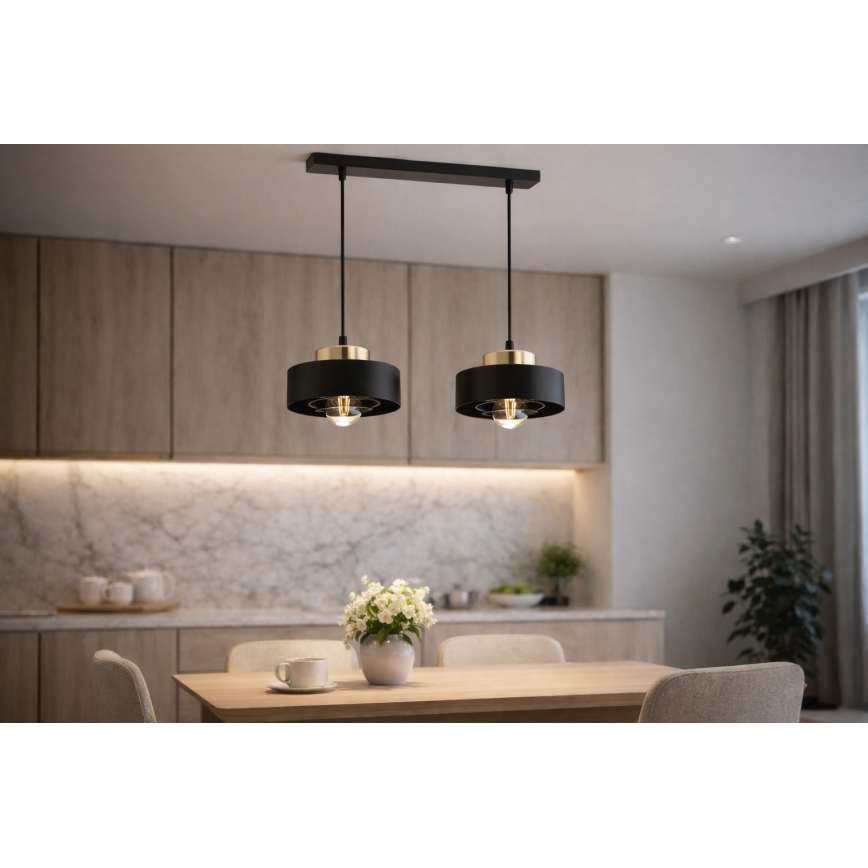 Brilagi - Полилей на кабел SPRING 2xE27/60W/230V черен/златист