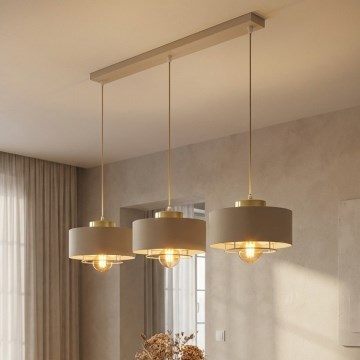 Brilagi - Полилей на кабел SPRING 3xE27/60W/230V бежов/златен
