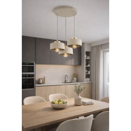 Brilagi - Полилей на кабел SPRING 3xE27/60W/230V бежов/златен
