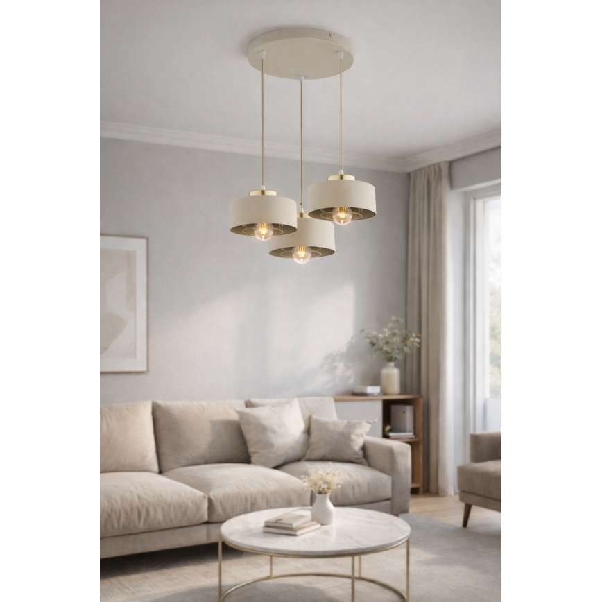 Brilagi - Полилей на кабел SPRING 3xE27/60W/230V бежов/златен