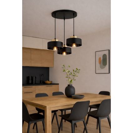 Brilagi - Полилей на кабел SPRING 3xE27/60W/230V черен/златен