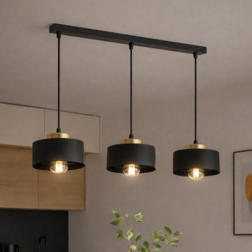 Brilagi - Полилей на кабел SPRING 3xE27/60W/230V черен/златист
