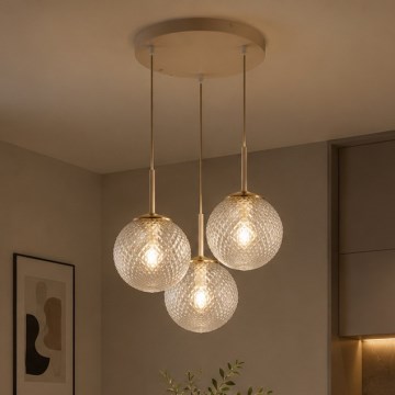 Brilagi - Полилей на кабел STELLA 3xE27/60W/230V бежов/златист