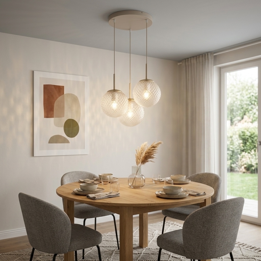 Brilagi - Полилей на кабел STELLA 3xE27/60W/230V бежов/златист