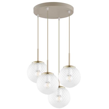Brilagi - Полилей на кабел STELLA 4xE27/60W/230V бежов/златен