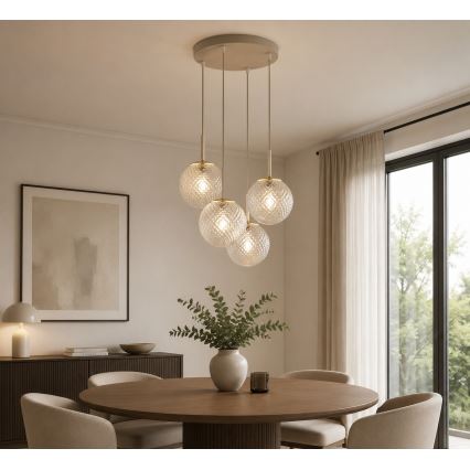 Brilagi - Полилей на кабел STELLA 4xE27/60W/230V бежов/златен