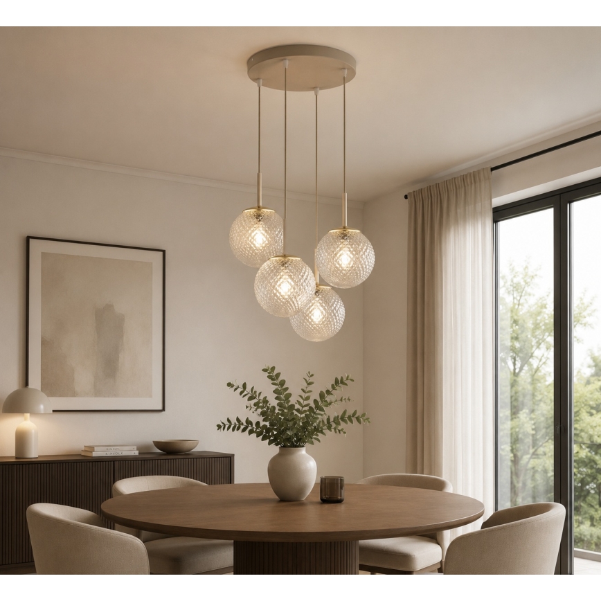 Brilagi - Полилей на кабел STELLA 4xE27/60W/230V бежов/златен