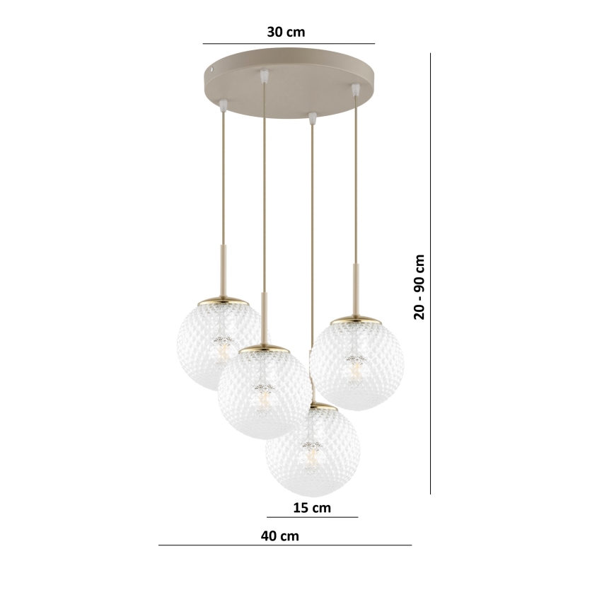 Brilagi - Полилей на кабел STELLA 4xE27/60W/230V бежов/златен