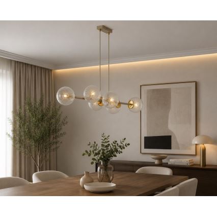 Brilagi - Полилей на кабел STELLA 6xE27/60W/230V бежово/златисто