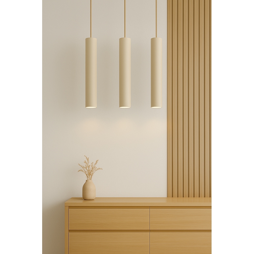 Brilagi - Полилей на кабел TUBE 3xGU10/15W/230V бежов/златист