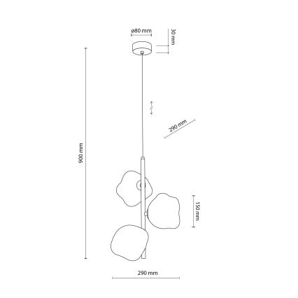 Brilagi - Полилей на кабел VULCANO 3xG9/8W/230V златист/димчато бежов