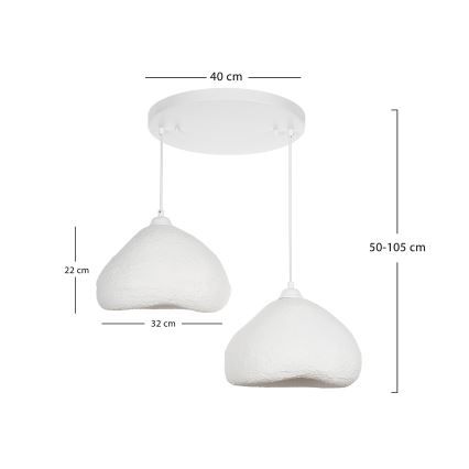 Brilagi - Полилей на кабел WABI SABI, 2xE27/40W/230V, Ø 45 cm, бял