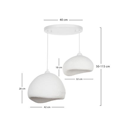 Brilagi - Полилей на кабел WABI SABI 2xE27/40W/230V Ø 70 см, бял