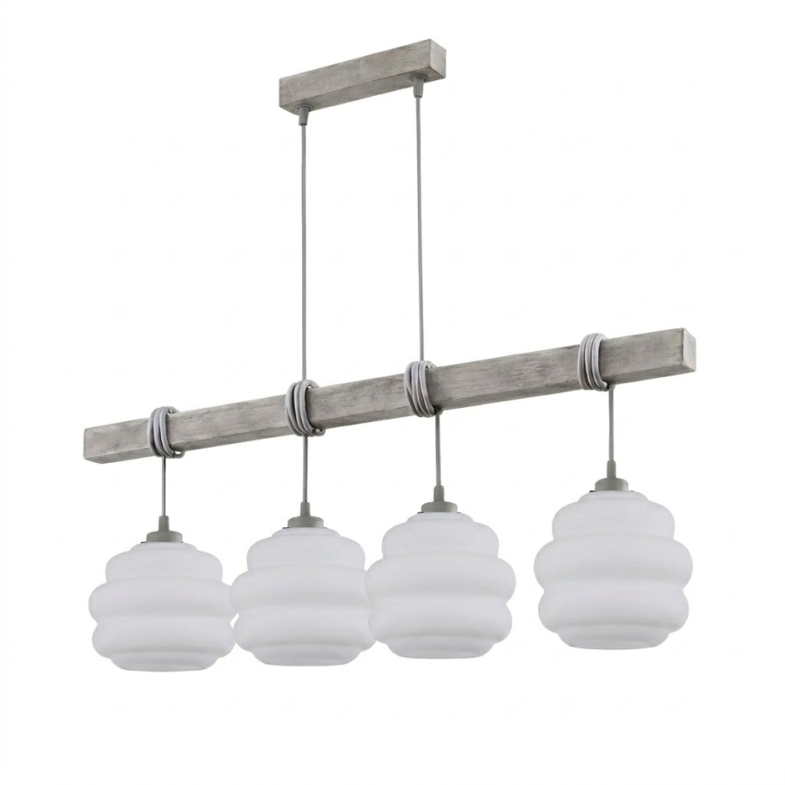 BRILAGI - Полилей на кабел WOOD GLASS 4xE27/60W/230V бор/сив/бял