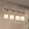 BRILAGI - Полилей на кабел WOOD GLASS 4xE27/60W/230V бор/сив/бял