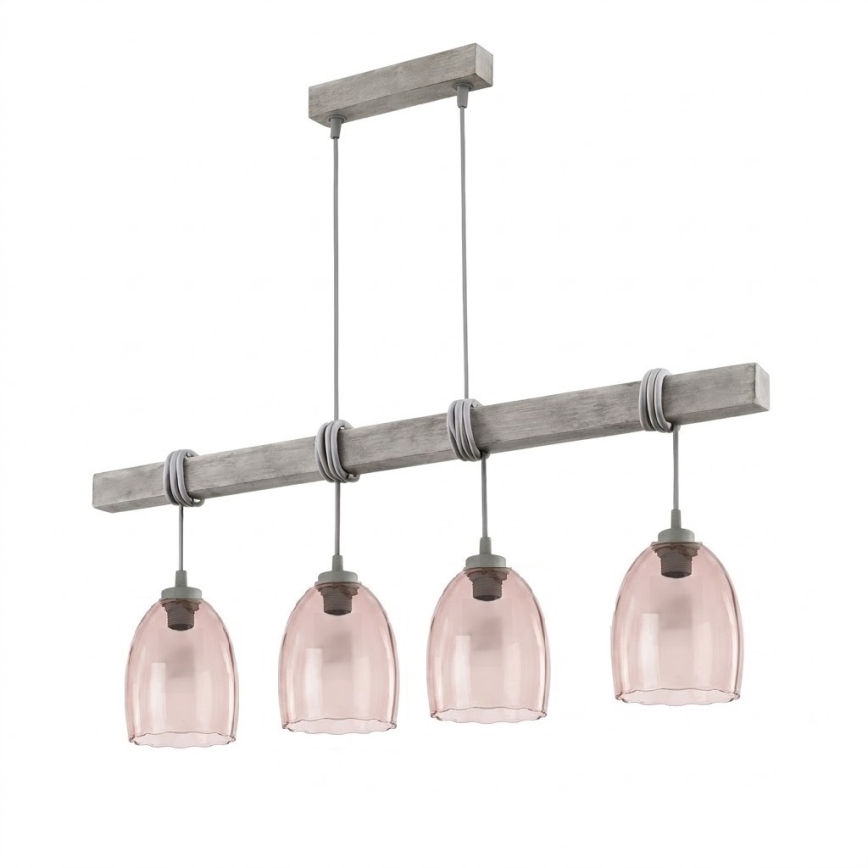 BRILAGI - Полилей на кабел WOOD GLASS 4xE27/60W/230V бор/сива/димчато бежова