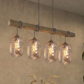 BRILAGI - Полилей на кабел WOOD GLASS 4xE27/60W/230V бор/сив/димчато кафяв