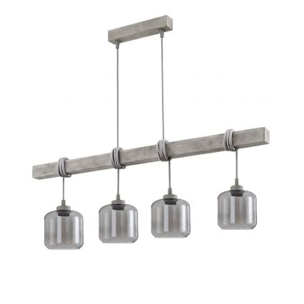 BRILAGI - Полилей на кабел WOOD GLASS 4xE27/60W/230V бор/сив/димно сив