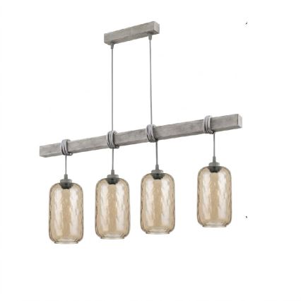 BRILAGI - Полилей на кабел WOOD GLASS 4xE27/60W/230V бор/сив/димчато кафяв