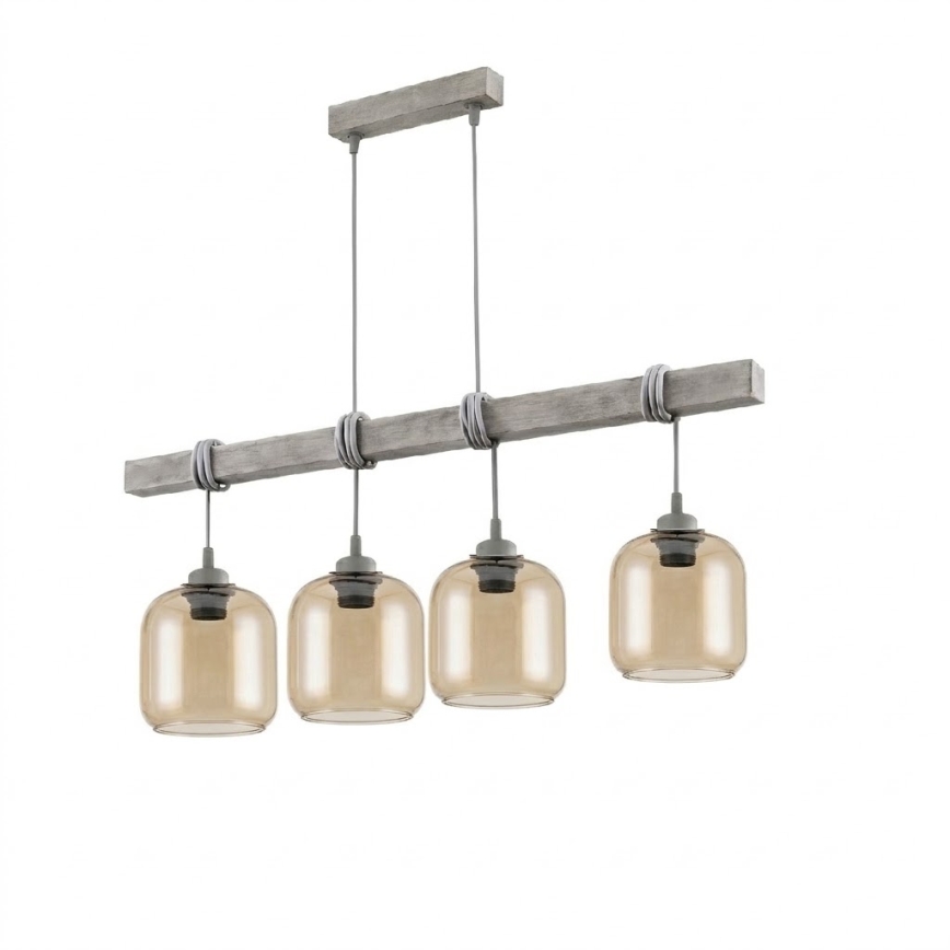 BRILAGI - Полилей на кабел WOOD GLASS 4xE27/60W/230V бор/сив/димчато кафяв