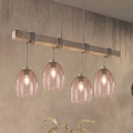 BRILAGI - Полилей на кабел WOOD GLASS 4xE27/60W/230V бор/сива/димчато бежова
