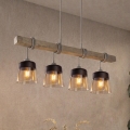 BRILAGI - Полилей на кабел WOOD GLASS 4xE27/60W/230V бор/сива/димчато кафяво