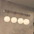 BRILAGI - Полилей на кабел WOOD GLASS 4xE27/60W/230V сосна/сива/бяла