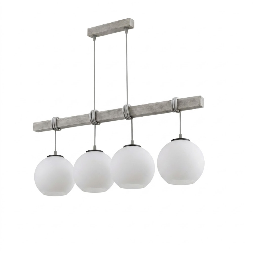 BRILAGI - Полилей на кабел WOOD GLASS 4xE27/60W/230V сосна/сива/бяла
