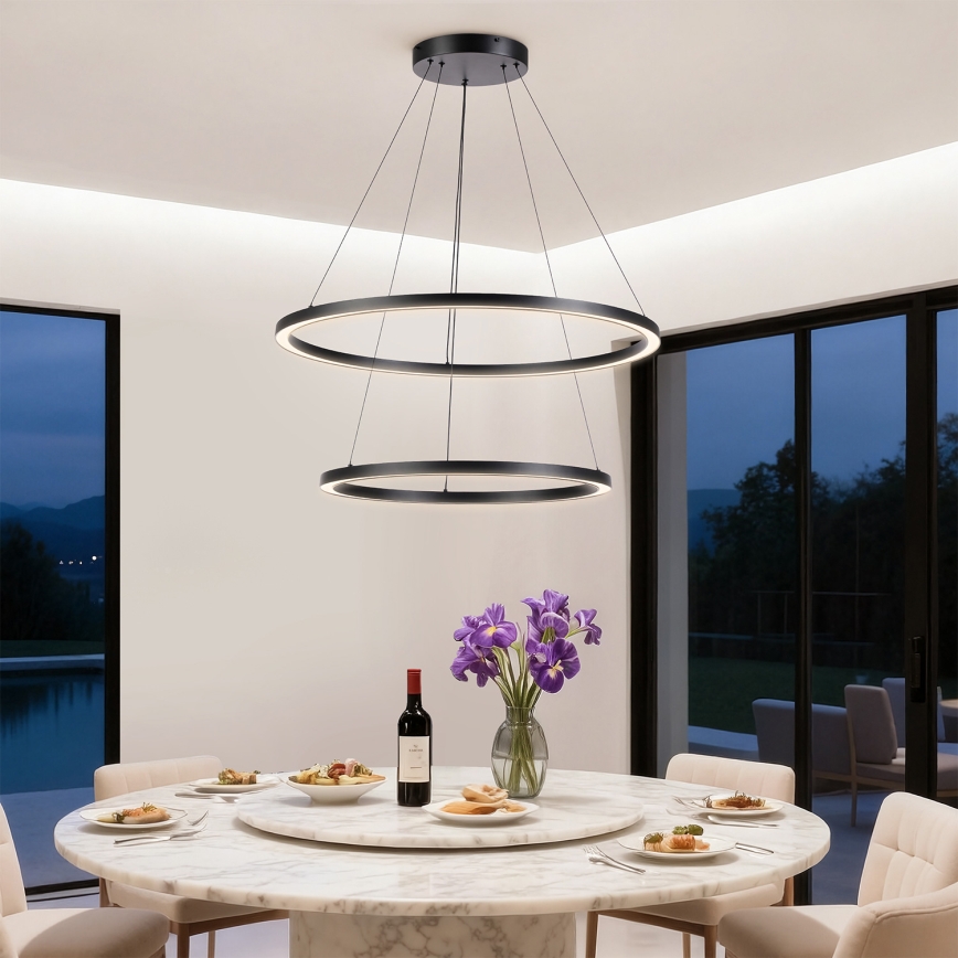 Brilagi - Димируем LED полилей на кабел PORTOFINO LED/98W/230V 3000-6000K пр. 80 cm черен + дистанционно управление