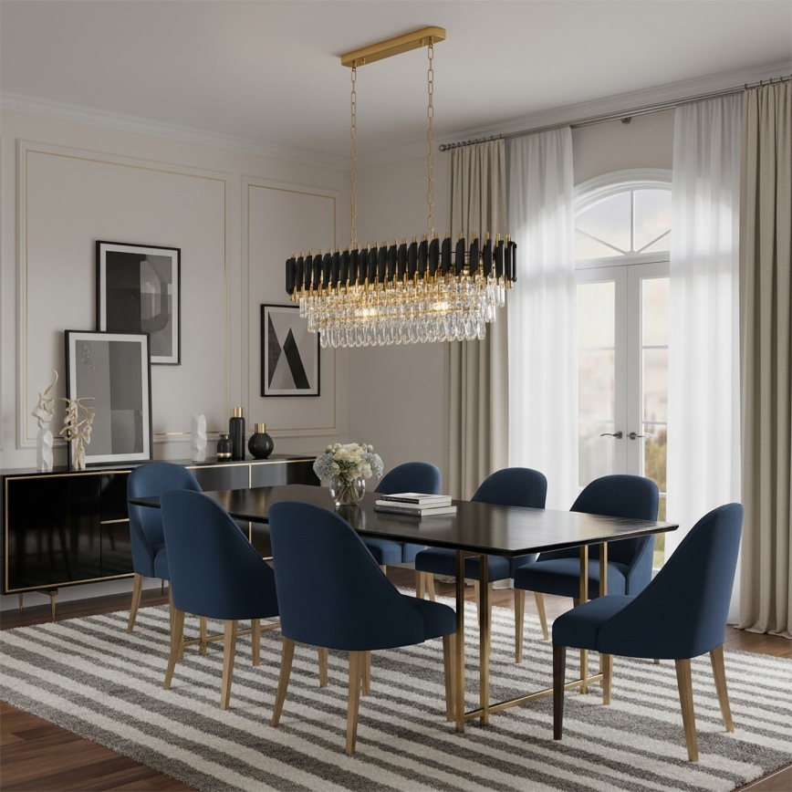 Brilagi - Полилей с верига ECLIPSE 10xE14/10W/230V 78x28 cm черно/златно