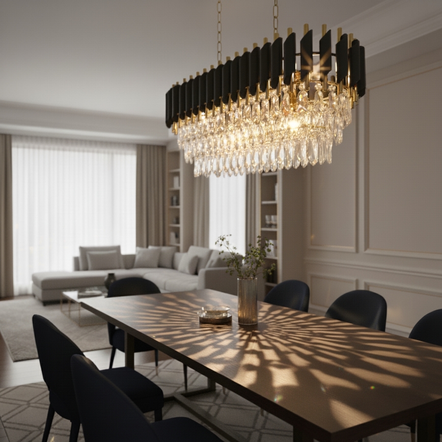 Brilagi - Полилей с верига ECLIPSE 10xE14/10W/230V 78x28 cm черно/златно