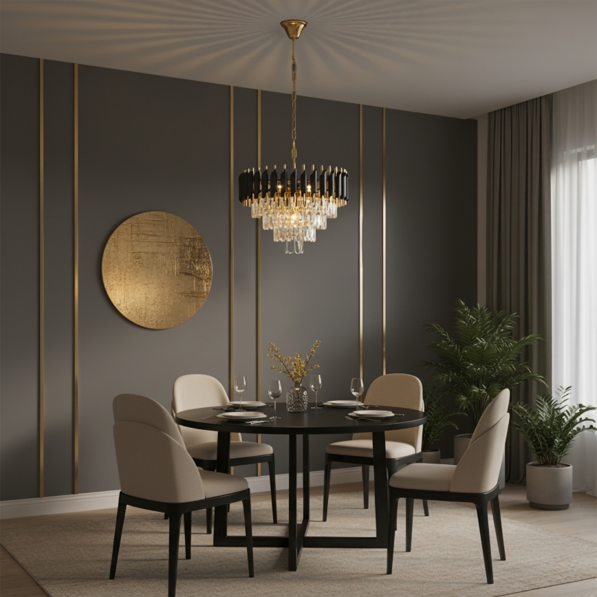 Brilagi - Полилей с верига ECLIPSE 7xE14/10W/230V, диаметър 48 см, черно/златно