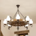 Brilagi - Полилей с верига ROATA 8xE14/40W/230V диам. 70 см бук/орех