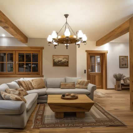 Brilagi - Полилей с верига ROATA 8xE14/40W/230V диам. 70 см бук/орех