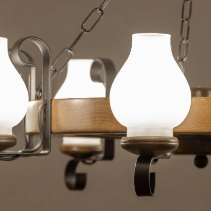 Brilagi - Полилей с верига ROATA 8xE14/40W/230V диам. 70 см бук/орех