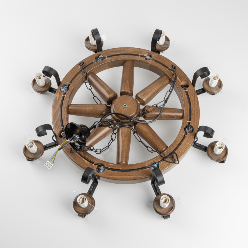 Brilagi - Полилей с верига ROATA 8xE14/40W/230V диам. 70 см бук/орех