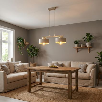 Brilagi - Полилей с кабелно окачване 2xE27/60W/230V бежов/златен