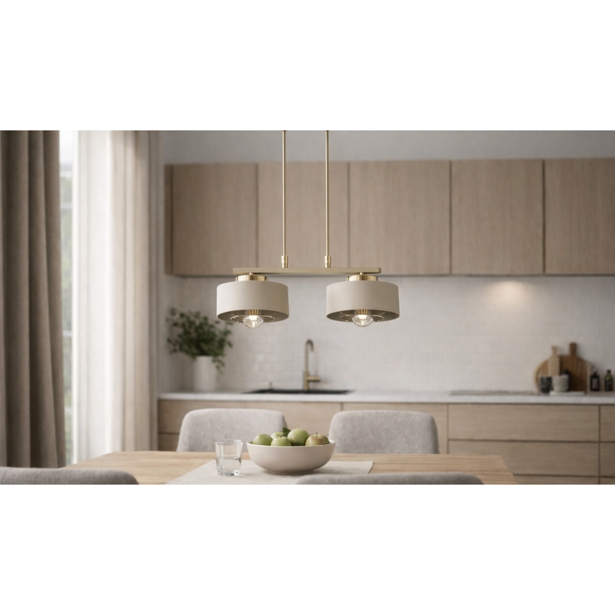 Brilagi - Полилей с кабелно окачване 2xE27/60W/230V бежов/златен