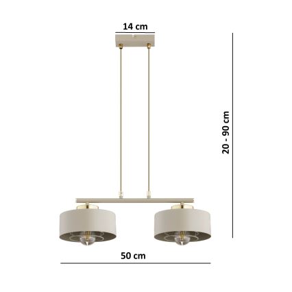 Brilagi - Полилей с кабелно окачване 2xE27/60W/230V бежов/златен