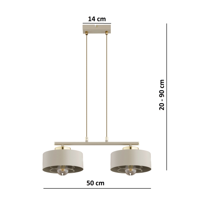 Brilagi - Полилей с кабелно окачване 2xE27/60W/230V бежов/златен