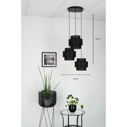 Brilagi - Полилей на кабел SPACE YUTE 3xE27/15W/230V черен