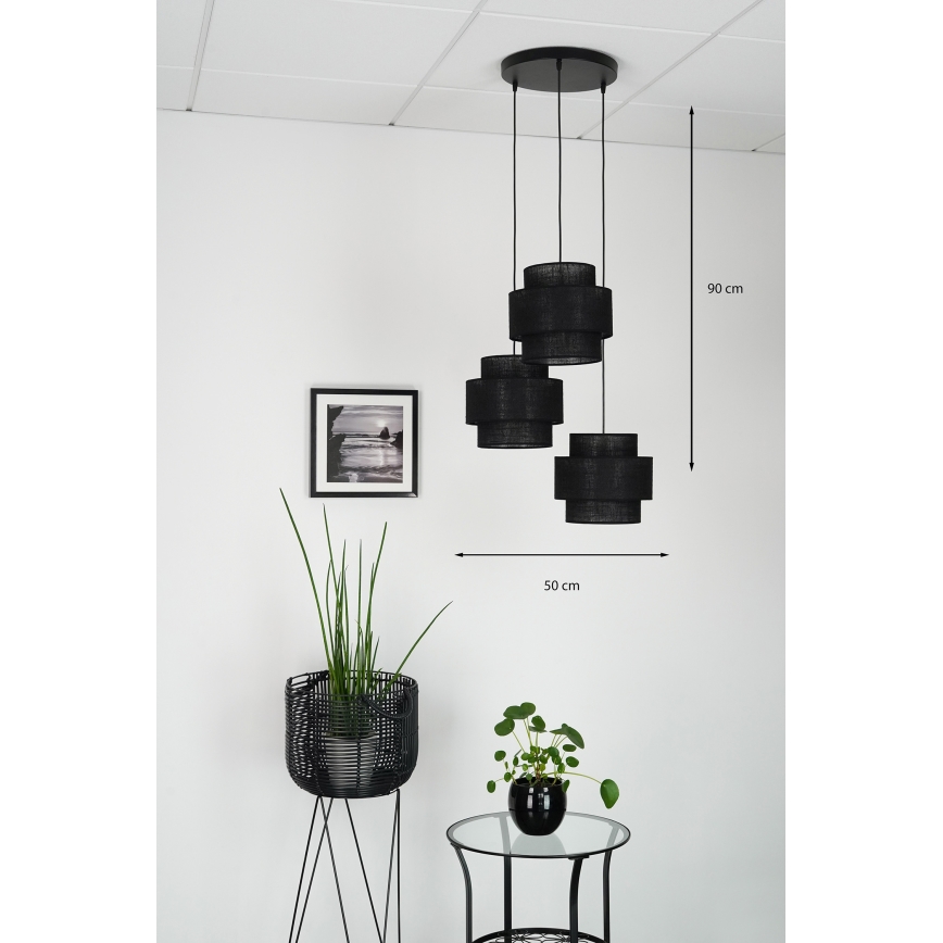 Brilagi - Полилей на кабел SPACE YUTE 3xE27/15W/230V черен