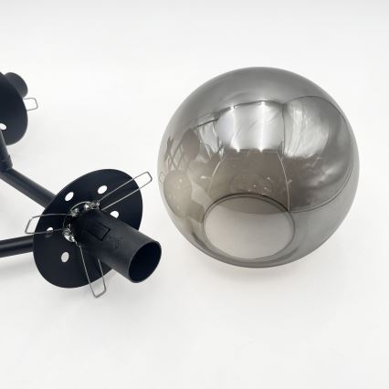 Brilagi - Полилей тип плафон MALIVA 3xE14/15W/230V черен/димчат