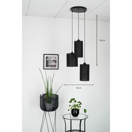 Brilagi - Полилей на кабел TUBES 3xE27/15W/230V черен