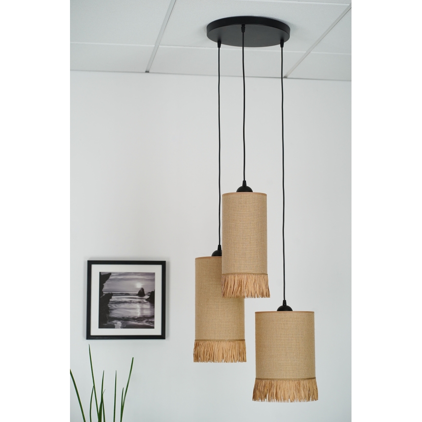 Brilagi - Полилей на кабел WINNETOU TUBES 3xE27/15W/230V кафяв/черен