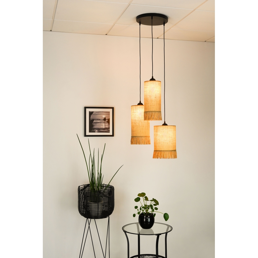 Brilagi - Полилей на кабел WINNETOU TUBES 3xE27/15W/230V кафяв/черен