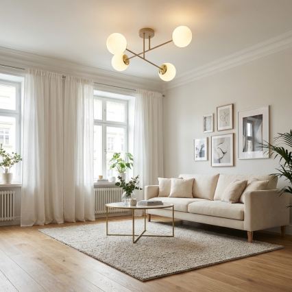 Brilagi - Полилей за директен монтаж 4xE27/60W/230V бежов/златен